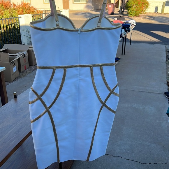 Gold Trimmed White Dress. Great for Birthday or Bachelorette Dress! - Picture 2 of 2